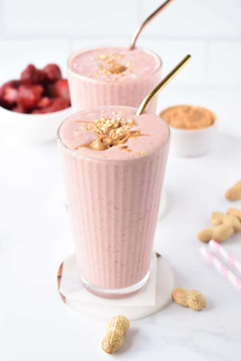 Strawberry Banana Peanut Butter Smoothie The Conscious Plant Kitchen