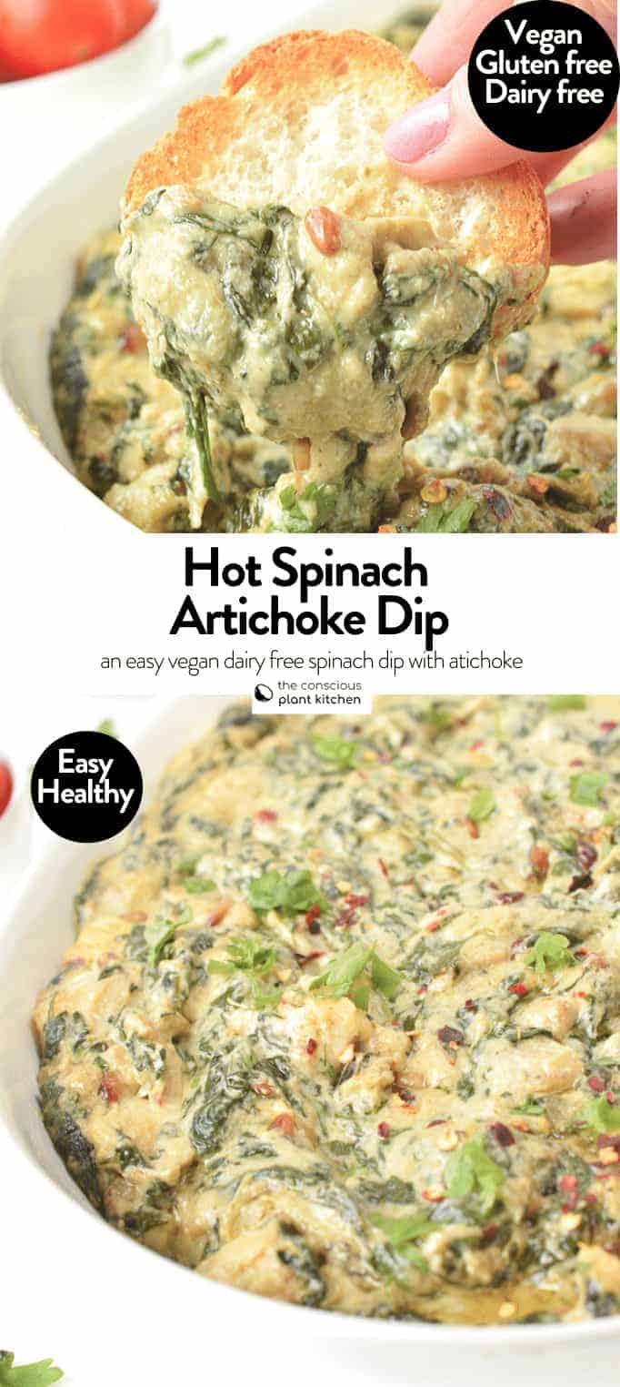 Vegan Spinach Artichoke Dip - The Conscious Plant Kitchen