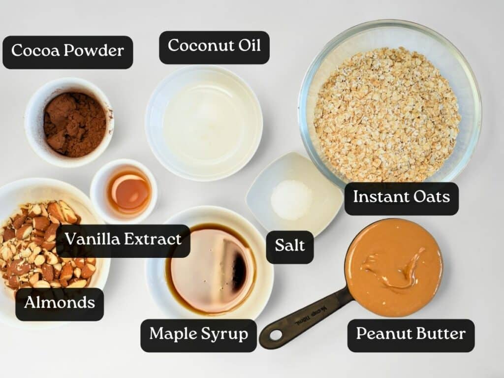 Ingredients for Healthy No-Bake Oatmeal Cookies