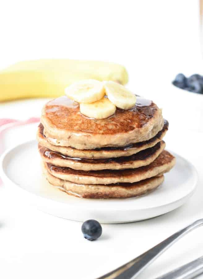 Vegan Banana Oat Pancakes - The Conscious Plant Kitchen