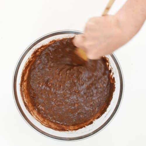 Vegan Chocolate Banana Muffin batter in a mixing bowl.