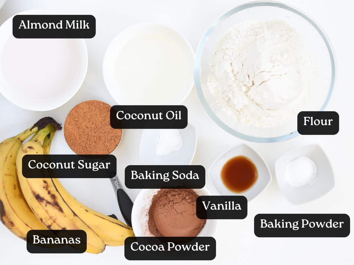 Ingredients for Vegan Chocolate Banana Muffins