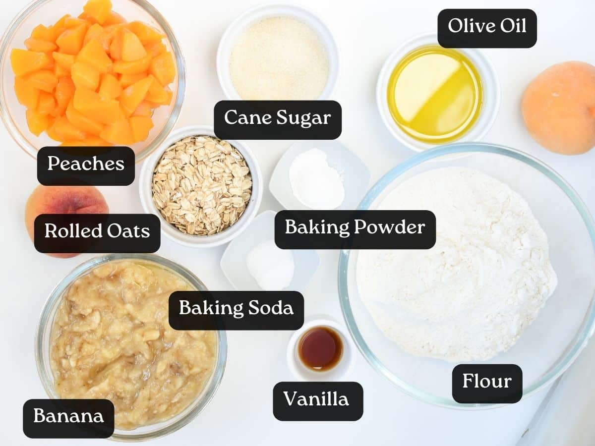 Ingredients for Vegan Peach Muffins