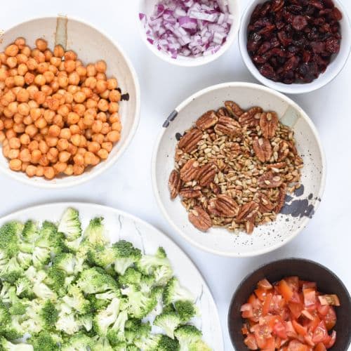 Prepared vegetables for salad.