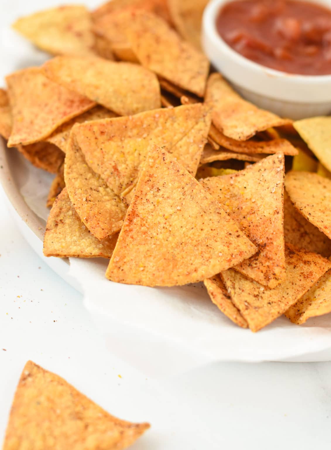 Air Fryer Tortilla Chips (3 Flavors) - The Conscious Plant Kitchen