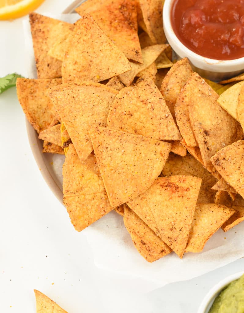 Air Fryer Tortilla Chips (3 Flavors) - The Conscious Plant Kitchen