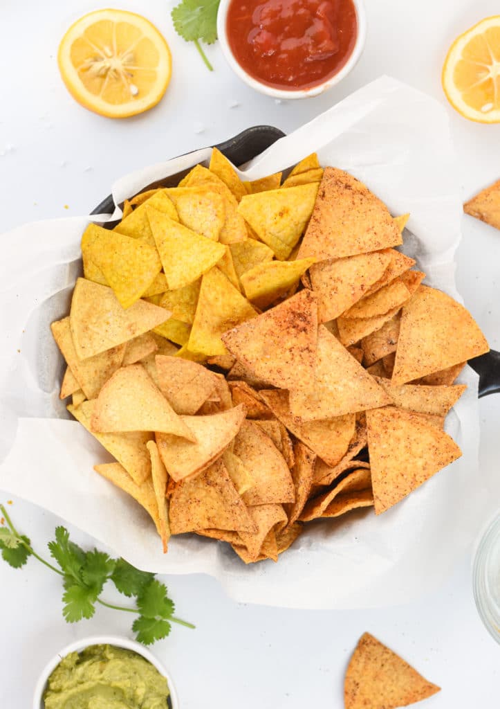 Air Fryer Tortilla Chips (3 Flavors) - The Conscious Plant Kitchen