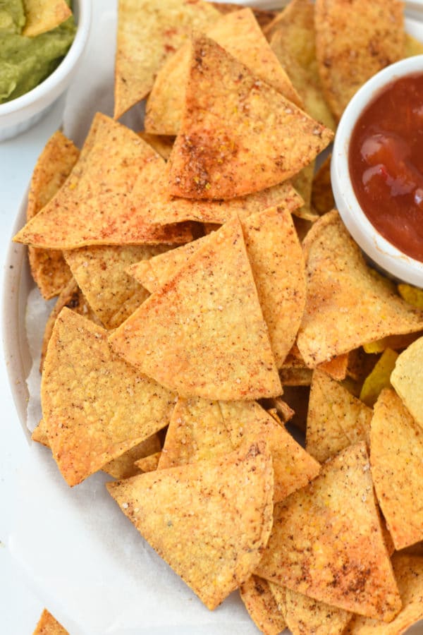 Air Fryer Tortilla Chips (3 Flavors) - The Conscious Plant Kitchen