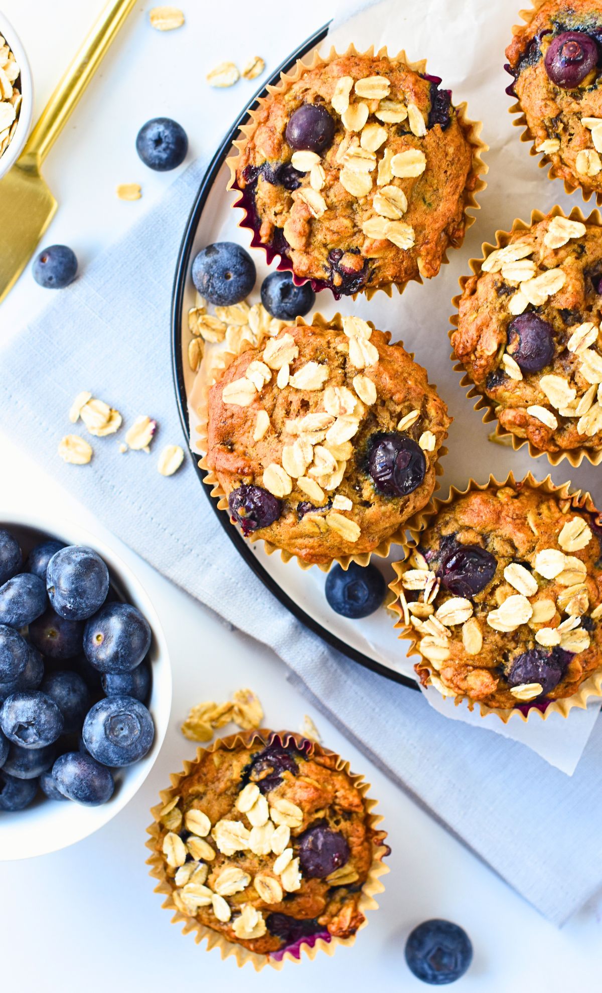 Vegan Banana Blueberry Muffins on a plate