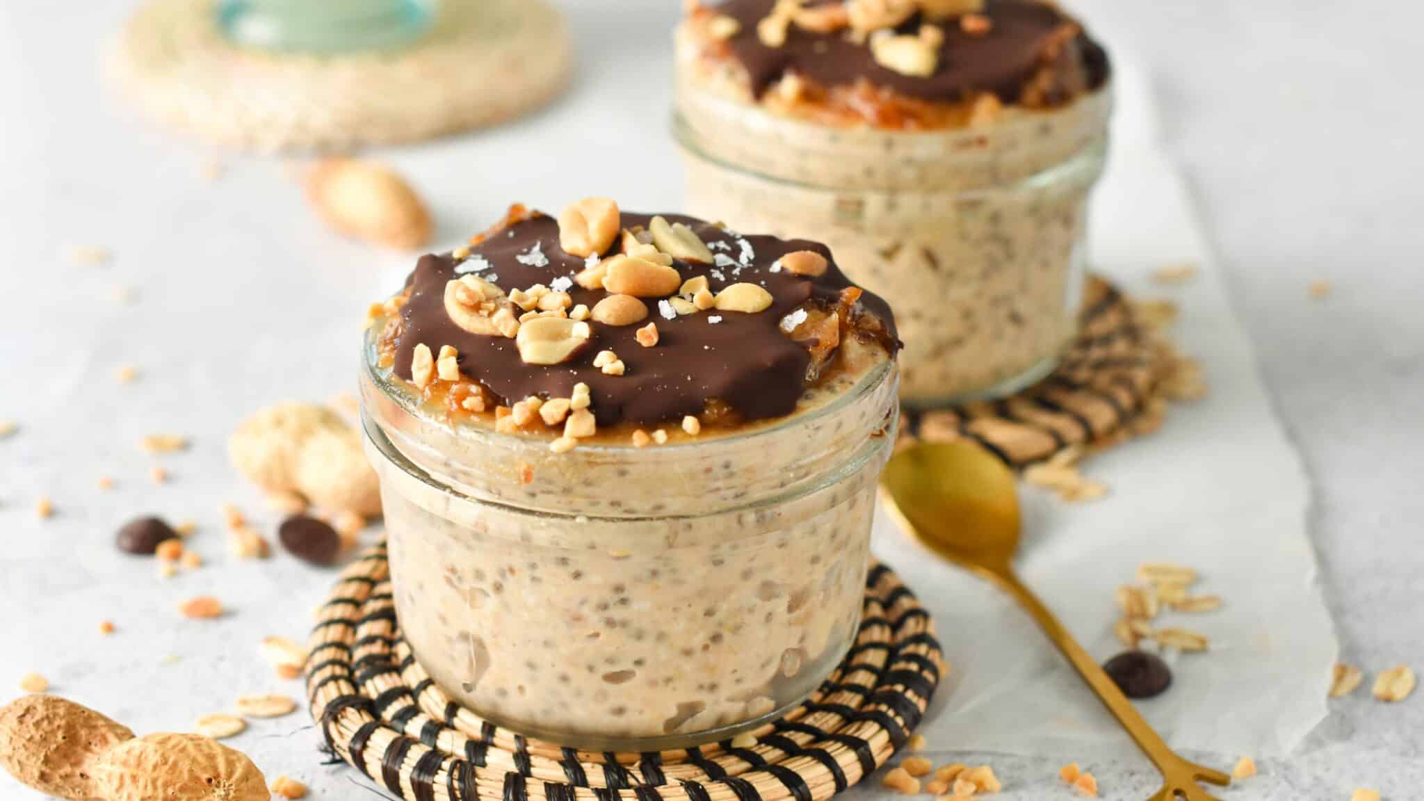 Snickers Overnight Oats - The Conscious Plant Kitchen