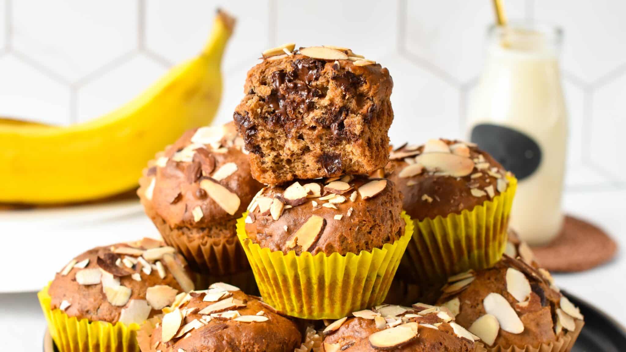 Banana Almond Butter Muffins - The Conscious Plant Kitchen