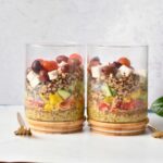 Lentils and Quinoa Salad in two glass jars.