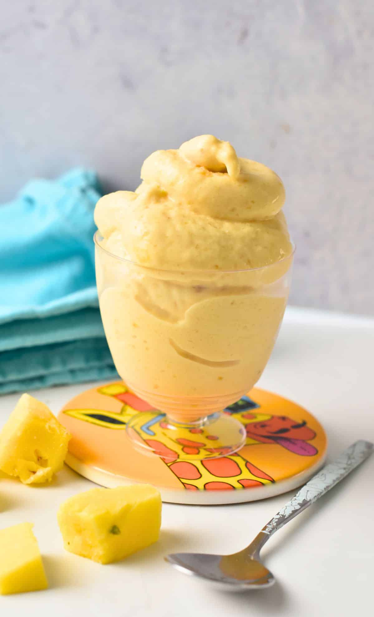 Protein Dole Whip in a small cup