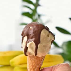 Magic Chocolate Shell on banana peanut butter ice cream.