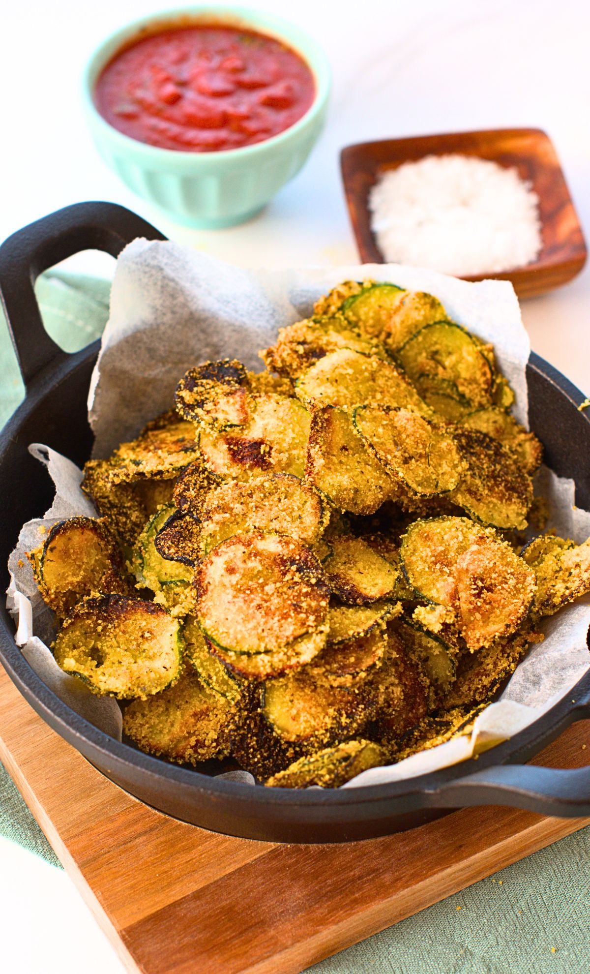 Baked zucchini in a cast-iron pan.