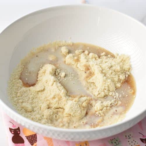 3-Ingredient Almond Flour Cookie ingredients in a mixing bowl.