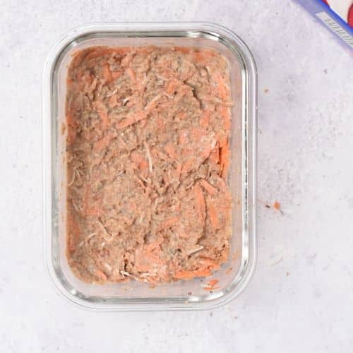 Carrot Cake Overnight Weetbix mixture in a container.