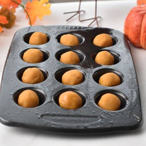 Pumpkin Bites in mini muffin pans ready to bake