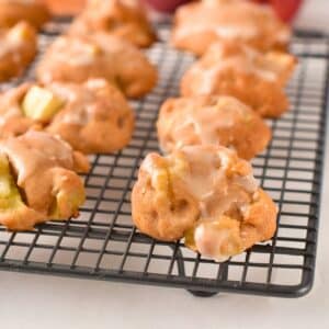 Baked Apple Fritters on a cooling rack.