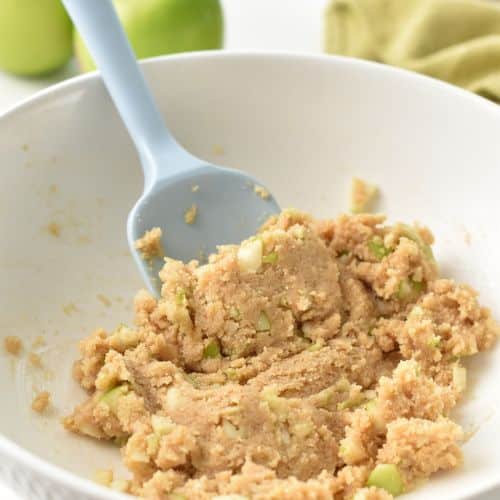 Apple Bites dough in a mixing bowl.