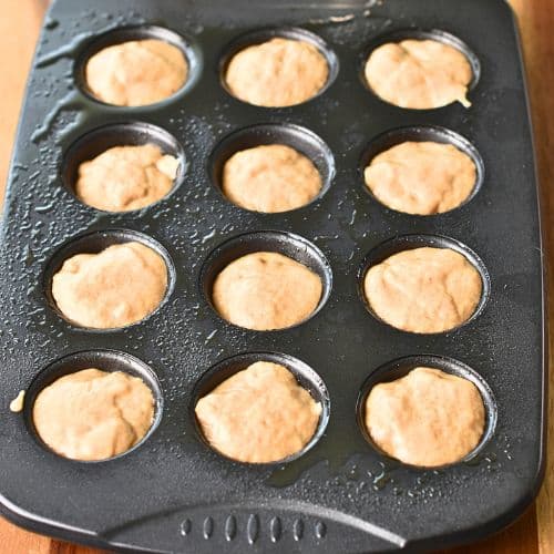 Apple Cider Donut Holes in a muffin pan