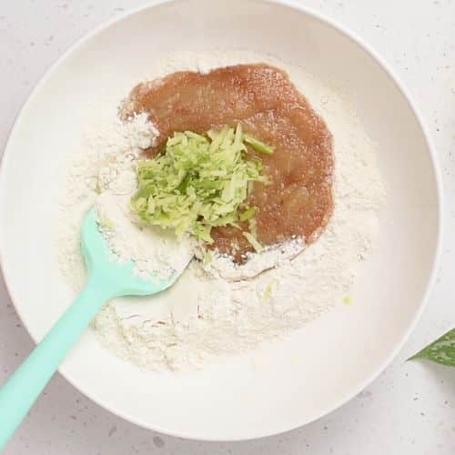 Apple Donut Holes ingredients in a mixing bowl.