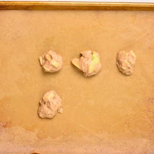 Baked Apple Fritters on a baking sheet