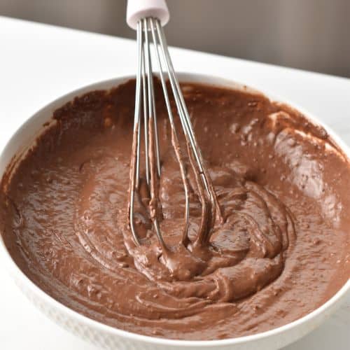 Chocolate Muffins batter in a mixing bowl.