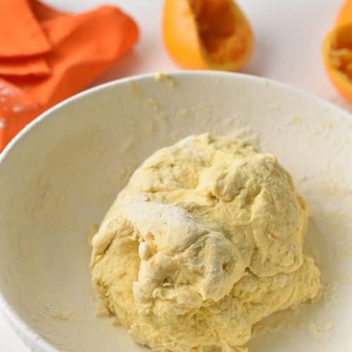 Orange Scones dough ball.