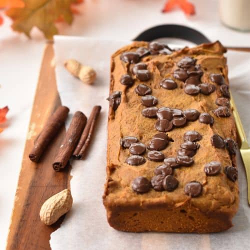 Peanut Butter Pumpkin Bread cooling down.