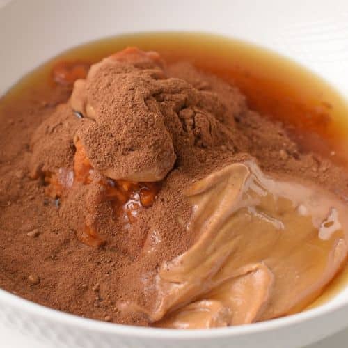 Peanut Butter Pumpkin Bread ingredients in a mixing bowl.