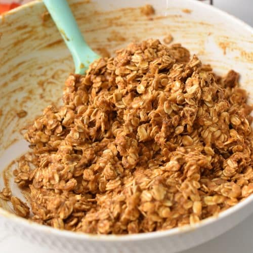 Pumpkin Breakfast Cookie batter in a bowl.