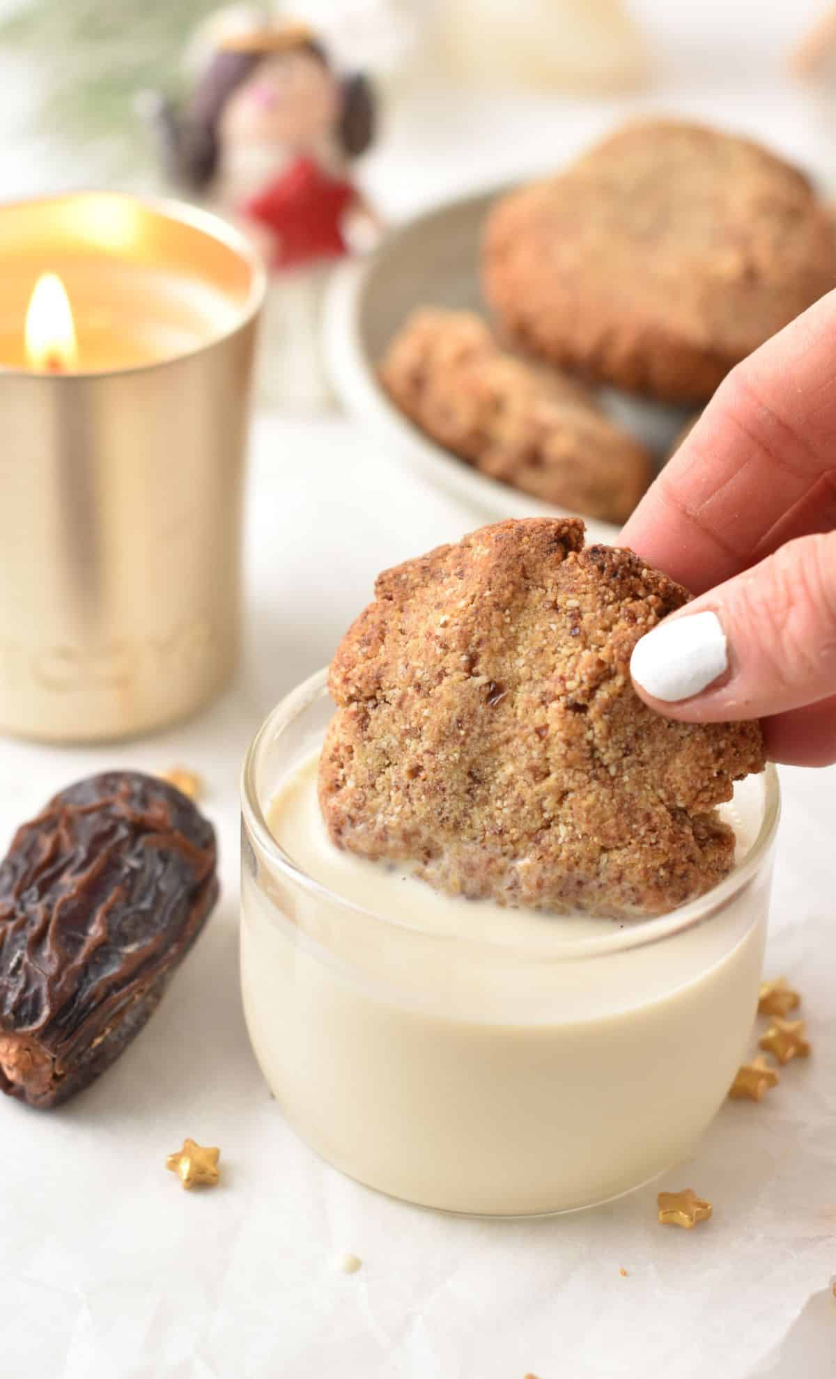 Date Cookies in soy milk.