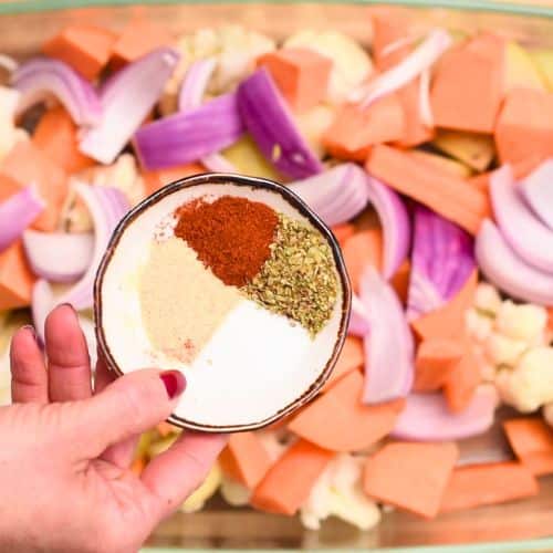 Adding spices to Easy Vegetable Gratin