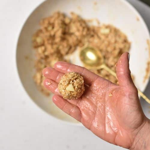 Rolled Healthy Apple Cookies dough ball.