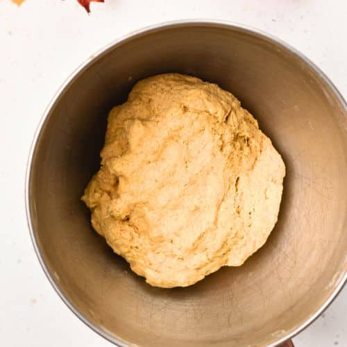 Pumpkin Bread Roll dough in a bowl.