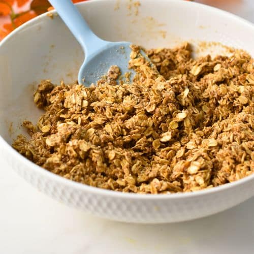 Base oat mixture in a mixing bowl.