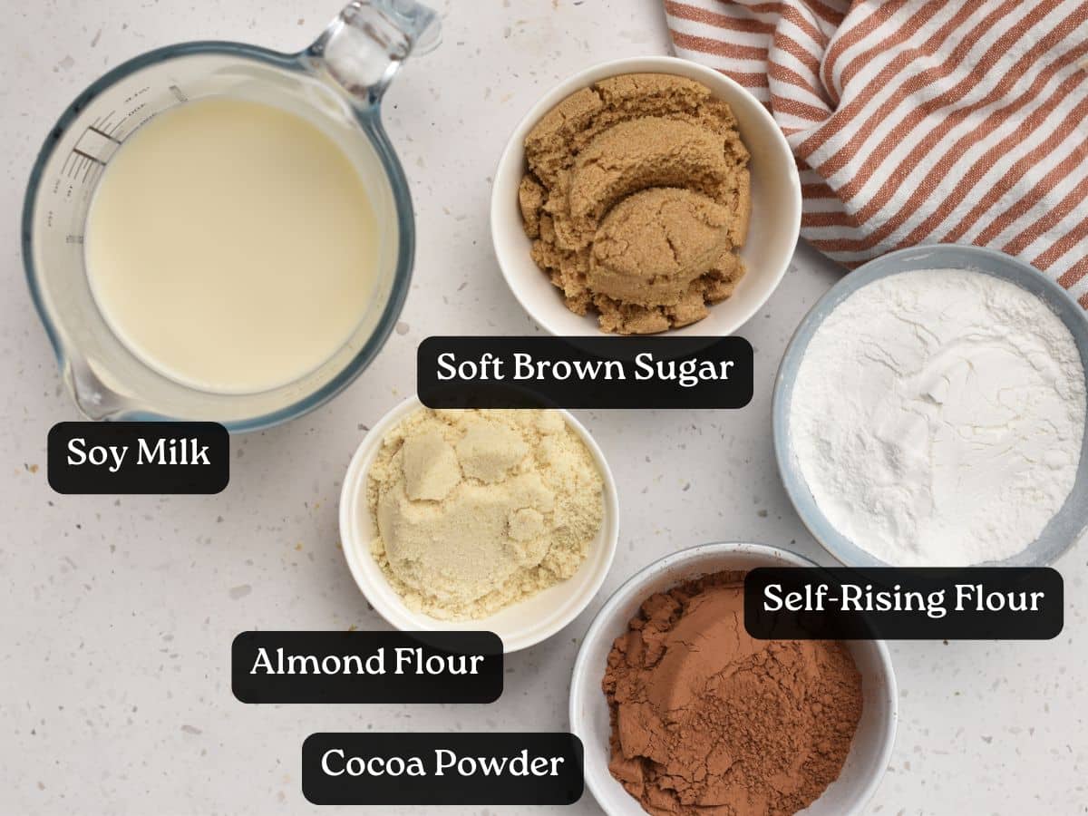 Ingredients for Gluten-Free Chocolate Muffins in a bowl.