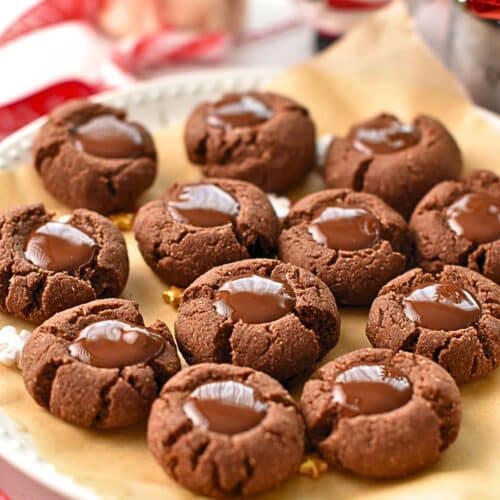 Chocolate Almond Thumbprint Cookies