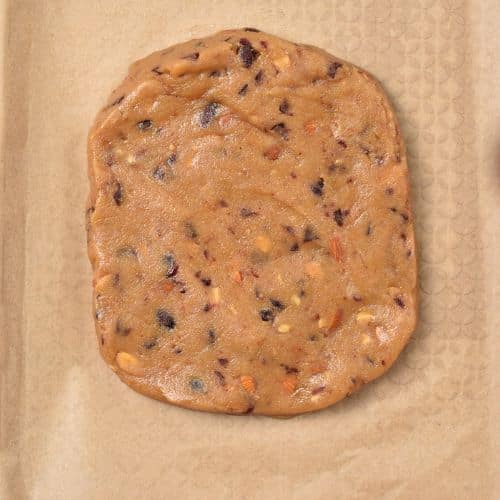 Almond Cranberry Cookie dough on a baking sheet.