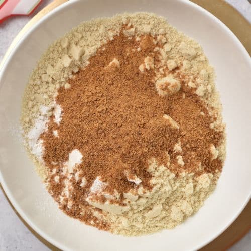 Almond Cranberry Cookie dry ingredients in a mixing bowl.