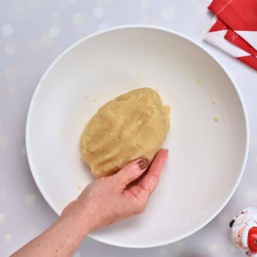 Almond Flour Biscotti dough in a mixing bowl.