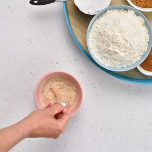 Preparing the yeast for the Healthy Cinnamon Rolls