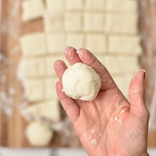 Rolled Pull Apart Christmas Tree Bread dough ready to place on the baking sheet.