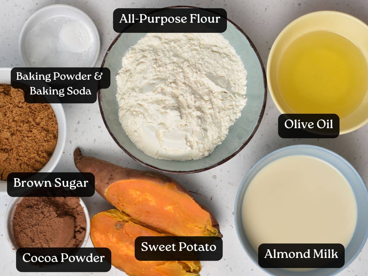 Ingredients for Sweet Potato Chocolate Muffins