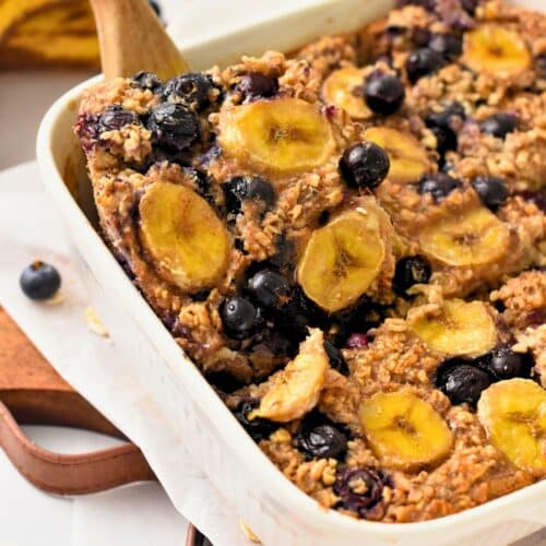 Baked Banana Blueberry Oatmeal (1 Pan, 10-Minute Prep)