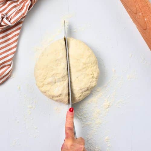 Cutting the 2-Ingredient Pizza Dough ball