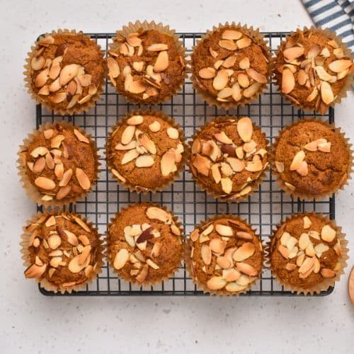 Almond Flour Muffins cooling on a wire rack.