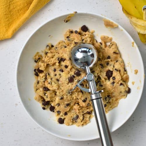 Banana Chocolate Chip Cookie dough ready to form.