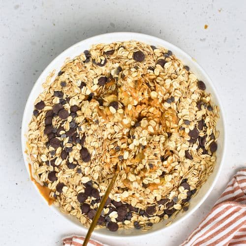 Banana Oat Bar ingredients in a mixing bowl.